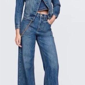 cult gaia Wide-Leg High-Rise Blue Denim Jeans